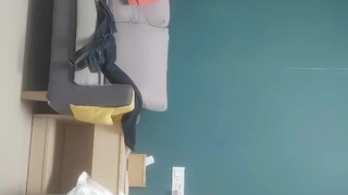 可爱的 女孩 骑 迪克 和 获取 饼 在 紧 猫